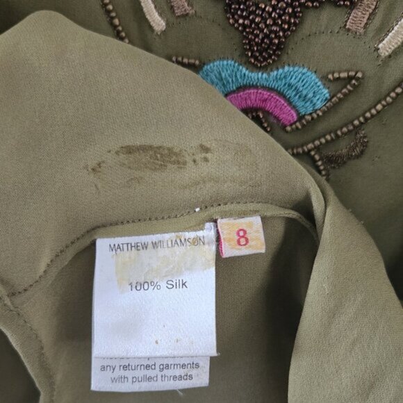 Matthew Williamson Beaded Green Sleeveless Tank Top Size 8 Small b170 - Picture 8 of 11